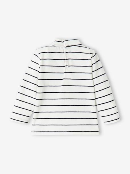 Baby Shirt mit Stehkragen & Print grau meliert+weiß gestreift 