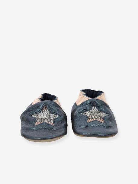 Chaussons cuir souple bébé Star Stripe ROBEEZ© marine 