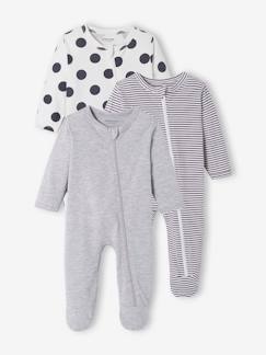 Bébé-Pyjama, surpyjama-Lot de 3 pyjamas bébé en jersey ouverture zippée BASICS