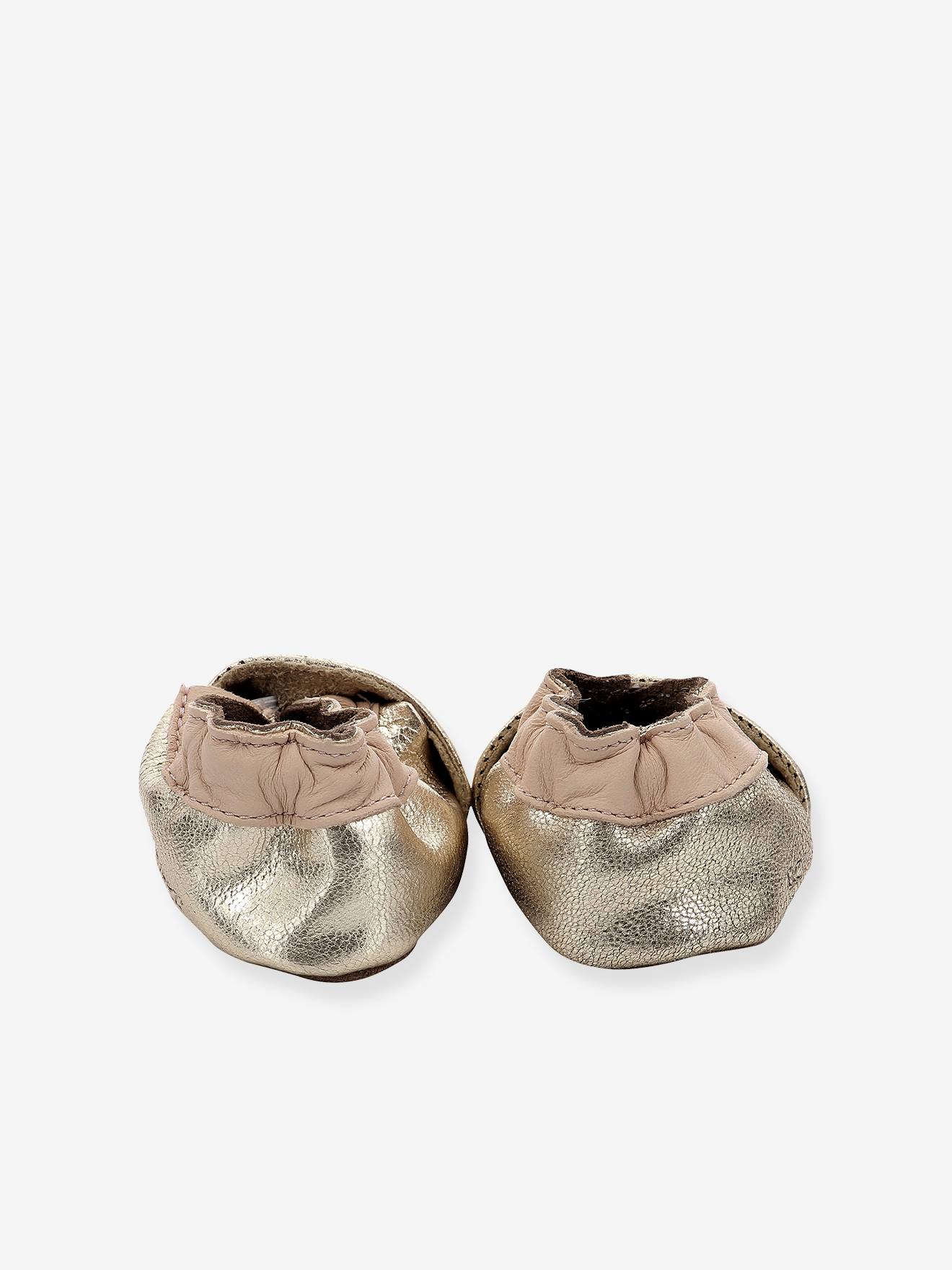 Chaussons cuir souple bébé Star Stripe ROBEEZ© - or, Chaussures