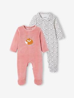 Bébé-Pyjama, surpyjama-Lot de 2 dors-bien bébé fille "renard" en velours