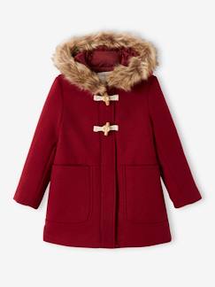 20% sur les manteaux et chaussures-Duffle-coat à capuche fille en drap de laine fermeture par brandebourgs