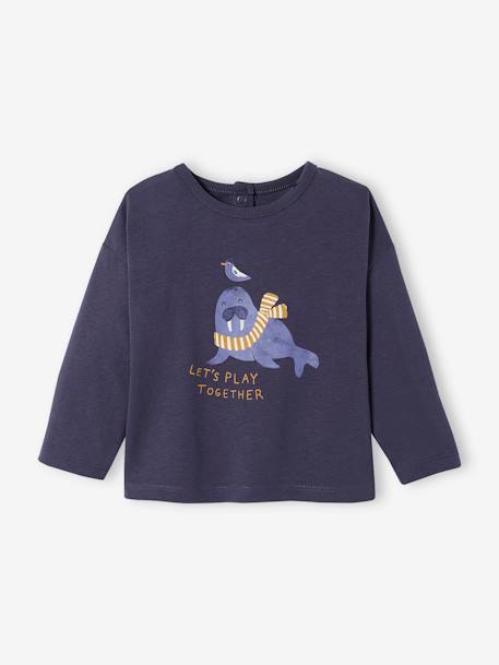 T-shirt manches longues bébé fantaisie bleu nuit 