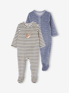 Bébé-Pyjama, surpyjama-Lot de 2 dors-bien bébé garçon "baleines" en velours