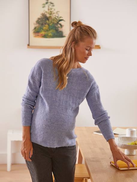 Wende-Pullover, Schwangerschaft & Stillzeit grau meliert+lavendel 