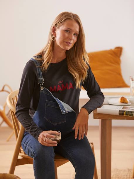 Shirt mit Schriftzug aus Bio-Baumwolle, Schwangerschaft & Stillzeit marine 