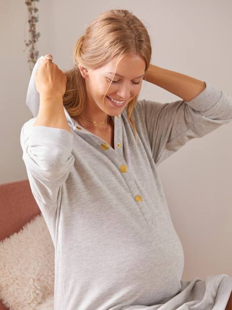 Sweatkleid für Schwangerschaft & Stillzeit grau meliert 