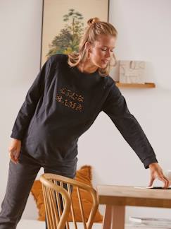 Umstandsmode-Pullover, Strickjacke-Sweatshirt mit Messageprint für Schwangerschaft & Stillzeit