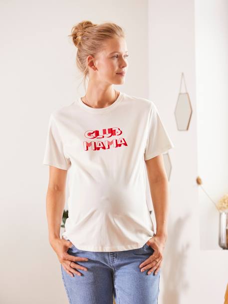 T-Shirt mit Messageprint für Schwangerschaft & Stillzeit weiß 