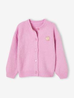 Fille-Pull, gilet, sweat-Gilet-Gilet forme loose patch fleur irisé fille