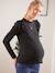 Umstandsshirt mit Spitze und Volants BEIGE+schwarz 