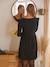 Robe courte en maille grossesse et allaitement noir+rouille 