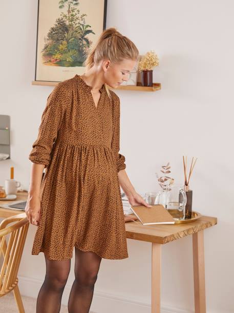 Kleid mit Animalprint für Schwangerschaft & Stillzeit mehrfarbig leoprint 