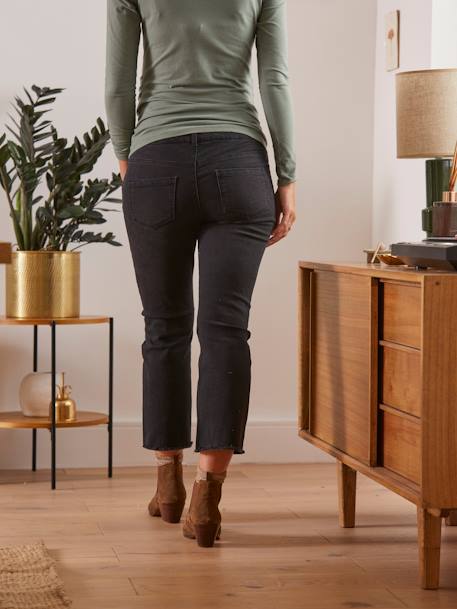 Jean flare de grossesse entrejambe 65 cm Ecru+Gris anthracite 