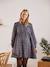 Bedrucktes Kleid für Schwangerschaft & Stillzeit, Musselin DUNKELGRÜN+grau+schwarz punkte 