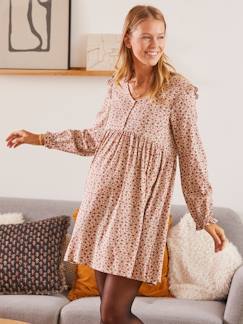 Vêtements de grossesse-Collection allaitement-Robe de grossesse imprimée et volantée