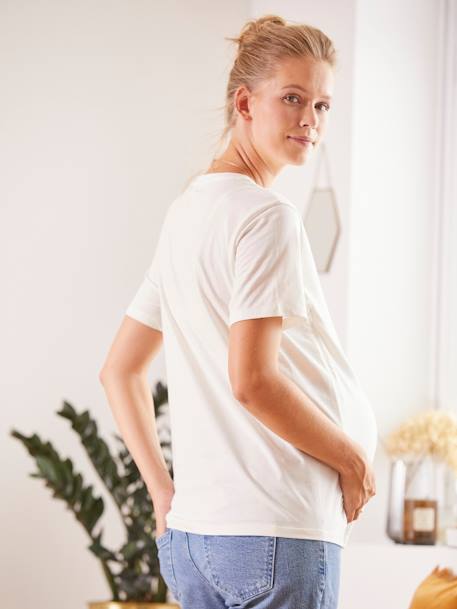 T-Shirt mit Messageprint für Schwangerschaft & Stillzeit weiß 