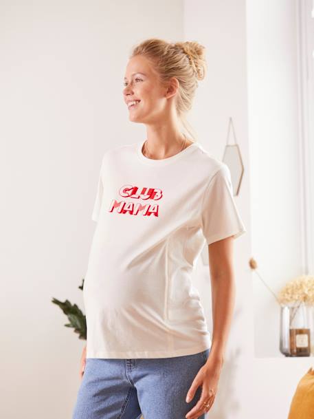 T-shirt à message grossesse et allaitement Blanc 