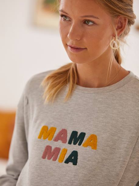 Sweatshirt mit Messageprint für Schwangerschaft & Stillzeit grau meliert 