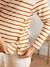 T-shirt col volanté de grossesse et d'allaitement beige+Camel rayé 