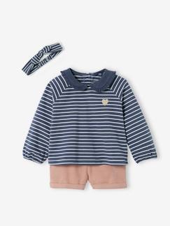 Baby-Set-Baby-Set: Samt-Shorts, Shirt & Haarband