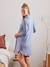 Chemise de nuit liquette grossesse et allaitement Bleu/gris+rose 