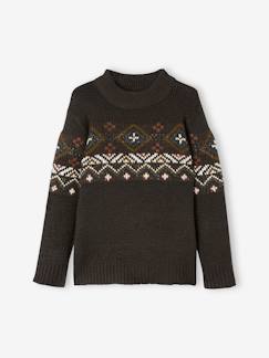 Garçon-Pull, gilet, sweat-Pull-Pull jacquard garçon en maille mousseuse