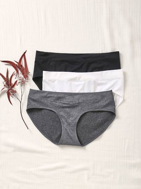 3er-Pack nahtlose Umstands-Shortys aus Mikrofaser graublau+hellrosa+schwarz+grau+weiss 