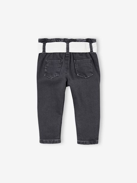 Jean bébé avec ceinture en broderie anglaise denim gris 
