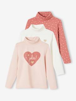 Fille-T-shirt, sous-pull-Lot de 3 T-shirts col roulé Basics fille