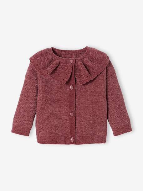 Baby Strickjacke mit Kragen rotbraun 