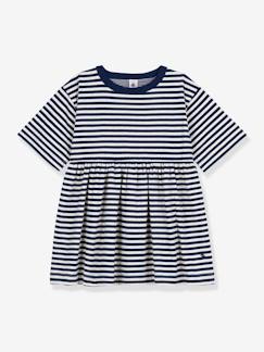 Fille-Robe-Robe rayée manches 3/4 enfant coton PETIT BATEAU