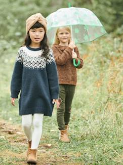 Strickkleidung-Mädchen Pulloverkleid, Jacquardstrick mit Glanzeffekt