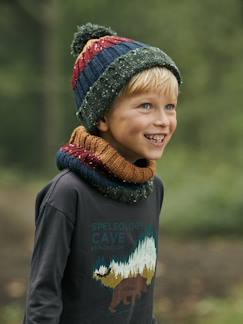 Garçon-Accessoires-Bonnet, écharpe, gants-Bonnet garçon en maille bandes colorées