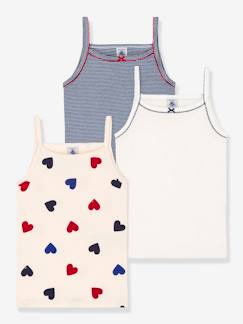 Fille-Sous-vêtement-T-shirt-Lot de 3 chemises à bretelles coeur petite fille - PETIT BATEAU