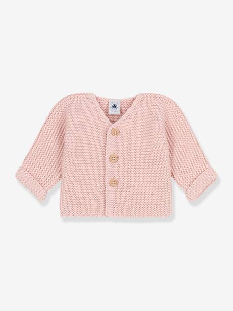 Baby Strickjacke PETIT BATEAU, Bio-Baumwolle rosa+weiss 