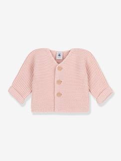 Bébé-Pull, gilet, sweat-Gilet-Cardigan bébé tricot point mousse en coton bio PETIT BATEAU