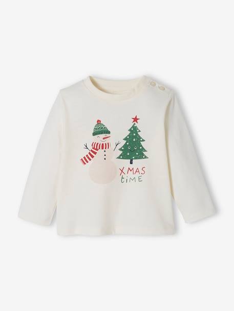 Baby Weihnachts-Shirt „Christmas Time“ wollweiß 