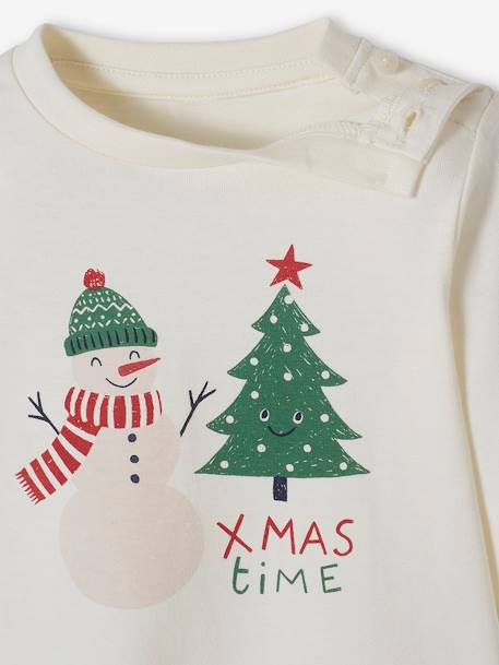T-shirt de fête bébé Christmas time écru 