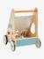 Chariot de marche avec freins en bois FSC® BLANC MOYEN UNI AVEC DECOR+bois+rose 