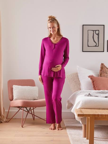 Pyjama für Schwangerschaft & Stillzeit bordeaux 