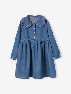 Mädchen-Kleid-Mädchen Jeanskleid mit Bubikragen