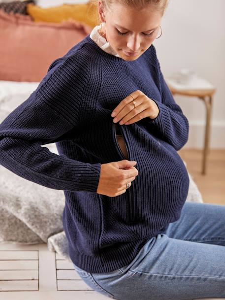 Pullover mit Volantkragen, Schwangerschaft & Stillzeit anthrazit 