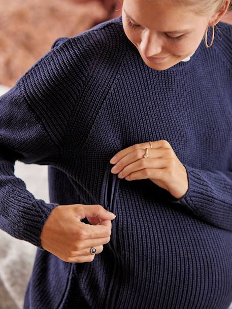 Pullover mit Volantkragen, Schwangerschaft & Stillzeit anthrazit 