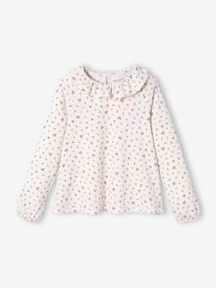 Mädchen-Hemd, Bluse, Tunika-Mädchen Blusenshirt mit Kragen, Blumenprint Oeko-Tex
