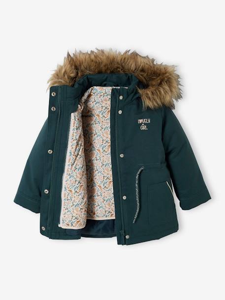 Mädchen 3-in-1-Winterjacke mit Recycling-Polyester dunkelgrün+dunkelrosa+graugrün+marine 