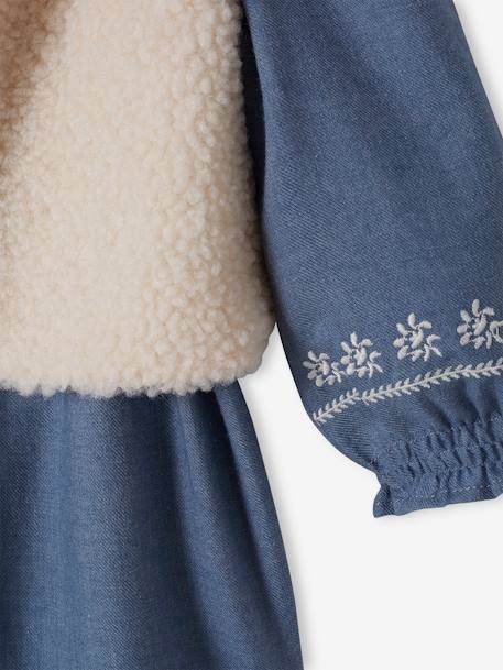 Mädchen Baby-Set: Kleid, Weste & Haarband blaugrau 