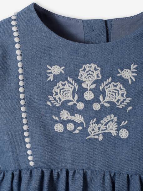 Mädchen Baby-Set: Kleid, Weste & Haarband blaugrau 