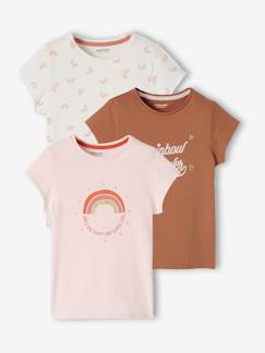 Les Basics-Fille-Lot de 3 T-shirts assortis fille détails irisés