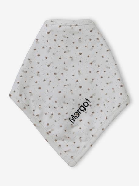 Ensemble bonnet + moufles + foulard + sac bébé fille imprimé personnalisable écru 